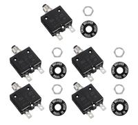 sourcing map 5 Pcs 25Amp Push Button Circuit Breaker,125/250V AC 50V DC Manual Reset Thermal Overload Protector Thermal Circuit Breaker for Industrial Auto Cars