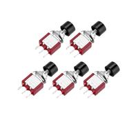 sourcing map 5 Pcs 2A/5A 250V AC/120V AC 7mm Mini Momentary Push Button Switch SPST NO+NC Black Switch Button with Soldering Foot for Electronic Devices