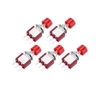 sourcing map 5 Pcs 2A/5A 250V AC/120V AC 7mm Mini Momentary Push Button Switch SPST NO+NC Red Switch Button with Soldering Foot for Electronic Devices