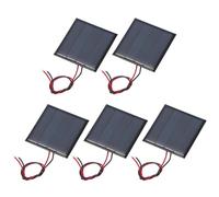 sourcing map 5 Pcs 2V 0.22W 110mA Mini Solar Panels, Small Polycrystalline Solar Cell Panel with 2 Cable for DIY Electric Toy Materials Kits Charger, 44mm x 44mm
