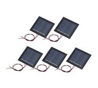 sourcing map 5 Pcs 2V 0.26W 130mA Mini Solar Panels, Small Polycrystalline Solar Cell Panel with 2 Cable for DIY Electric Toy Materials Kits Charger, 54mm x 54mm