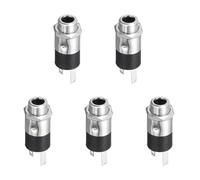 sourcing map 5 Pcs 3.5mm Vertical 3 Pins TRS Stereo Audio Socket Threaded with Hex Nut for Audio Headphone Radio PCB Panel CD Players
