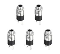 sourcing map 5 Pcs 3.5mm Vertical 3 Pins TRS Stereo Audio Socket Threaded with Round Nut for Audio Headphone Radio PCB Panel CD Players