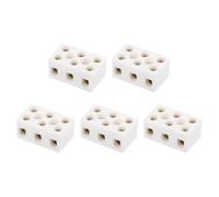 sourcing map 5 Pcs 3 Way Ceramics Terminal Blocks, 15A 110V-600V High Temp Porcelain Ceramic Electrical Connectors with Brass Conductors 33x19x15 mm for Electric Wire Cable