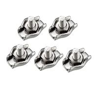 sourcing map 5 Pcs 304 Stainless Steel Single Wire Rope Clip Cable Clamp for 1mm-1.5mm Rope