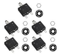 sourcing map 5 Pcs 30Amp Push Button Circuit Breaker,125/250V AC 50V DC Manual Reset Thermal Overload Protector Thermal Circuit Breaker for Industrial Auto Cars