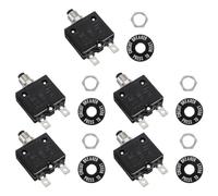 sourcing map 5 Pcs 5Amp Push Button Circuit Breaker,125/250V AC 50V DC Manual Reset Thermal Overload Protector Thermal Circuit Breaker for Industrial Auto Cars