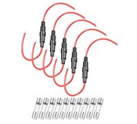 sourcing map 5 Pcs 5x20mm Inline Screw Type Fuse Holder 18 Gauge AWG Red Wire with 10 Pcs 1A Fast Blow Glass Fuses