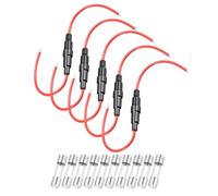 sourcing map 5 Pcs 5x20mm Inline Screw Type Fuse Holder 18 Gauge AWG Red Wire with 10 Pcs 5A Fast Blow Glass Fuses