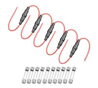 sourcing map 5 Pcs 5x20mm Inline Screw Type Fuse Holder 22 Gauge AWG Red Wire with 10 Pcs 10A Fast Blow Glass Fuses
