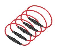sourcing map 5 Pcs 5X20mm Inline Screw Type Fuse Holder, 250V 10A Fast-Blow Leaded Ring Fuse with 18AWG 20cm Wire