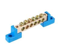 sourcing map 5 Pcs 6 Positions Bridge Design Terminal Bus Bar Terminal Block Brass Wire Screw for Electrical Distribution Blue 94x12x22mm