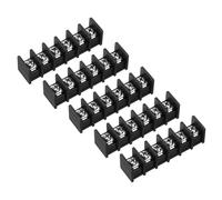 sourcing map 5 Pcs 6 Positions Terminal Block 300V 30A 11mm Pitch Single Rows 6 Circuits DIN Row Screw Terminals Strip