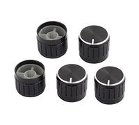 sourcingmap 5 Pcs 6mm Diameter Bulb Light Lamp Dimmer Control Rotary Knob Cap Black