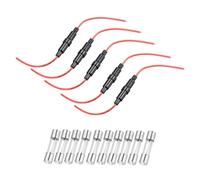 sourcing map 5 Pcs 6x30mm Inline Screw Type Fuse Holder 18 Gauge AWG Red Wire with 10 Pcs 15A Fast Blow Glass Fuses