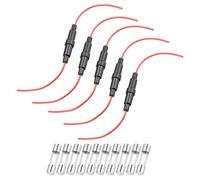 sourcing map 5 Pcs 6x30mm Inline Screw Type Fuse Holder 22 Gauge AWG Red Wire with 10 Pcs 2A Fast Blow Glass Fuses