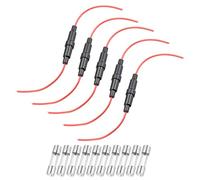 sourcing map 5 Pcs 6x30mm Inline Screw Type Fuse Holder 22 Gauge AWG Red Wire with 10 Pcs 3A Fast Blow Glass Fuses