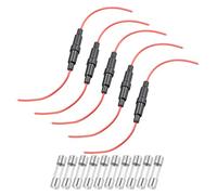 sourcing map 5 Pcs 6x30mm Inline Screw Type Fuse Holder 22 Gauge AWG Red Wire with 10 Pcs 4A Fast Blow Glass Fuses