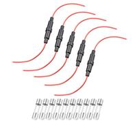 sourcing map 5 Pcs 6x30mm Inline Screw Type Fuse Holder 22 Gauge AWG Red Wire with 10 Pcs 5A Fast Blow Glass Fuses