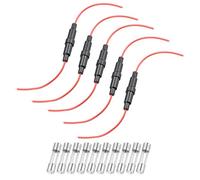 sourcing map 5 Pcs 6x30mm Inline Screw Type Fuse Holder 22 Gauge AWG Red Wire with 10 Pcs 8A Fast Blow Glass Fuses