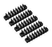 sourcing map 5 Pcs 7 Positions Terminal Block 300V 20A 9.5mm Pitch Single Rows 7 Circuits DIN Row Screw Terminals Strip