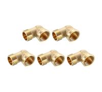 sourcing map 5 Pcs 90 Degree Elbow, 3/4 Inch Male x 3/4 Inch Female Brass Right Angle Pipe Fitting, Connector for Fluid Gas Fuel Oil Pipe