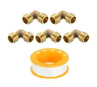 sourcing map 5 Pcs 90 Degree Elbow, PT3/8 Inch Male x PT3/8 Inch Male Brass Right Angle Pipe Fitting, Connector for Fluid Gas Fuel Oil Pipe, 30x30mm