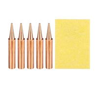 sourcing map 5 Pcs 900M Soldering Iron Tips Copper Non-Magnetic Welding Head with Cleaning Sponge Pad Replacement for Solder Station Tip (900M-T-B)