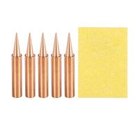 sourcing map 5 Pcs 900M Soldering Iron Tips Copper Non-Magnetic Welding Head with Cleaning Sponge Pad Replacement for Solder Station Tip (900M-T-0.8D)