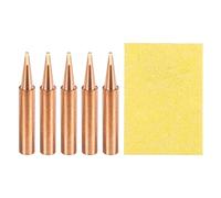 sourcing map 5 Pcs 900M Soldering Iron Tips Copper Non-Magnetic Welding Head with Cleaning Sponge Pad Replacement for Solder Station Tip (900M-T-1.2D)