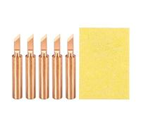 sourcing map 5 Pcs 900M Soldering Iron Tips Copper Non-Magnetic Welding Head with Cleaning Sponge Pad Replacement for Solder Station Tip (900M-T-S.K)