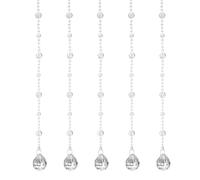 sourcing map 5 Pcs Acrylic Crystal Garland Strands, Clear Crystal Beads Strands Chandelier Crystals Replacement Round Bead String Hanging for Wedding Decor, DIY Craft Jewelry (1m/3.28ft)