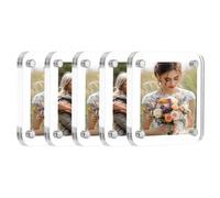sourcing map 5 Pcs Acrylic Fridge Magnetic Frame 2.4 x 2.4 Inch Clear Square Fridge Magnets Double Sided Magnetic Picture Photo Frames Refrigerator for Fujifilm Mini Picture
