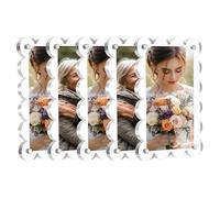 sourcing map 5 Pcs Acrylic Fridge Magnetic Frame 3.1 x 4.7 Inch Clear Wavy Square Fridge Magnets Double Sided Magnetic Picture Photo Frames Refrigerator for Fujifilm Mini Picture