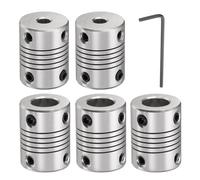 sourcing map 5 Pcs Aluminum Alloy Shaft Coupling 5mm to 10mm, Flexible Coupling Motor Connector Joint, Stepper Motor Coupler for CNC Machine & 3D Printer (L25xD19)