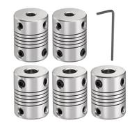 sourcing map 5 Pcs Aluminum Alloy Shaft Coupling 5mm to 7mm, Flexible Coupling Motor Connector Joint, Stepper Motor Coupler for CNC Machine & 3D Printer (L25xD19)