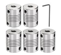 sourcing map 5 Pcs Aluminum Alloy Shaft Coupling 6mm to 6.35mm, Flexible Coupling Motor Connector Joint, Stepper Motor Coupler for CNC Machine & 3D Printer (L25xD19)