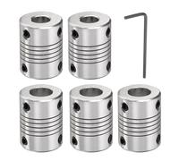 sourcing map 5 Pcs Aluminum Alloy Shaft Coupling 8mm to 10mm, Flexible Coupling Motor Connector Joint, Stepper Motor Coupler for CNC Machine & 3D Printer (L25xD19)
