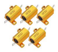 sourcing map 5 Pcs Aluminum Case Resistor 10W 33 Ohm Wirewound for LED Converter with Rod Post 10W33RJ