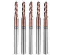 sourcing map 5 Pcs Ball Nose End Mill 4 Flute 3/32" Diameter 1/8" Shank Tungsten Carbide AlTiN Coated Spiral CNC Router Bits 3/8" Cutting Length Single End Ball for Carving Engraving Grinding