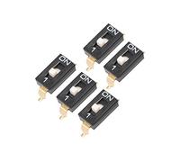 sourcing map 5 Pcs Black DIP Switch 1 Positions for Circuit Breadboards PCB Surface Mounted Devices Type