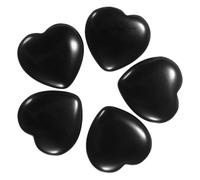 sourcing map 5 Pcs Black Obsidian Crystal Stones Heart Shaped, 2 cm Tumbled Stones and Crystals, Polished Gemstone Rocks for Women Gifts Meditation Crafting Home Decor