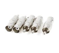 sourcing map 5 Pcs BNC Female to RCA Male AV Straight Adapter Connector Silver Tone