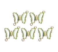 sourcing map 5 Pcs Crystal Gold Plated Butterfly Charm, Brass Charm Pendant for Jewelry Making DIY Bracelet Necklace Earring Phone Accessories Keychain Crafting, Light Green, 21x18mm