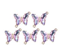 sourcing map 5 Pcs Crystal Gold Plated Butterfly Charm, Brass Charm Pendant for Jewelry Making DIY Bracelet Necklace Earring Phone Accessories Keychain Crafting, Purple, 21x18mm