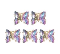 sourcing map 5 Pcs Crystal Gold Plated Butterfly Charm, Brass Zircon Charm Pendant for Phone Accessories Keychain Crafting, Pink&Purple, 12x10mm