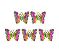 sourcing map 5 Pcs Crystal Gold Plated Butterfly Charm, Brass Zircon Charm Pendant for Phone Accessories Keychain Crafting, Multicolor, 19x15mm