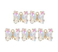 sourcing map 5 Pcs Crystal Gold Plated Butterfly Charm, Brass Zircon Charm Pendant for Phone Accessories Keychain Crafting, Blue&Yellow, 12x10mm