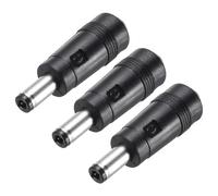 sourcing map 5 Pcs DC Power Adapter,Straight Female 5.5mm x 2.1mm to Male 5.5mm x 2.5mm Plug Tips Black with 1.57 Inch Wire for External Power Source