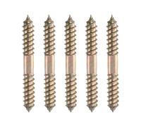 sourcing map 5 Pcs Double Ended Screws, M10 x 80 mm Carbon Steel Hanger Bolts, Self-Tapping Wood Dowel Screws for Wood Joint Furniture, Color Zinc